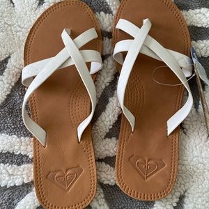 White Roxy flip flops